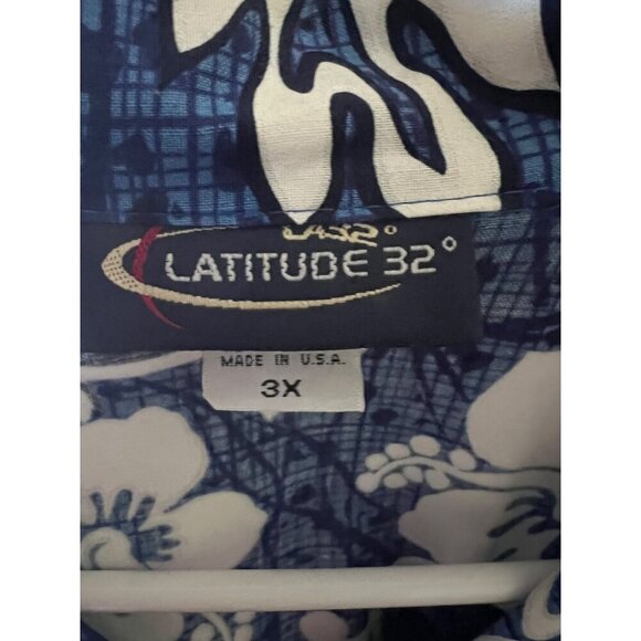 Mens Vintage Blue Floral Hawaiian Aloha Button Up Shirt 3X Pocket USA Cotton - Picture 6 of 7